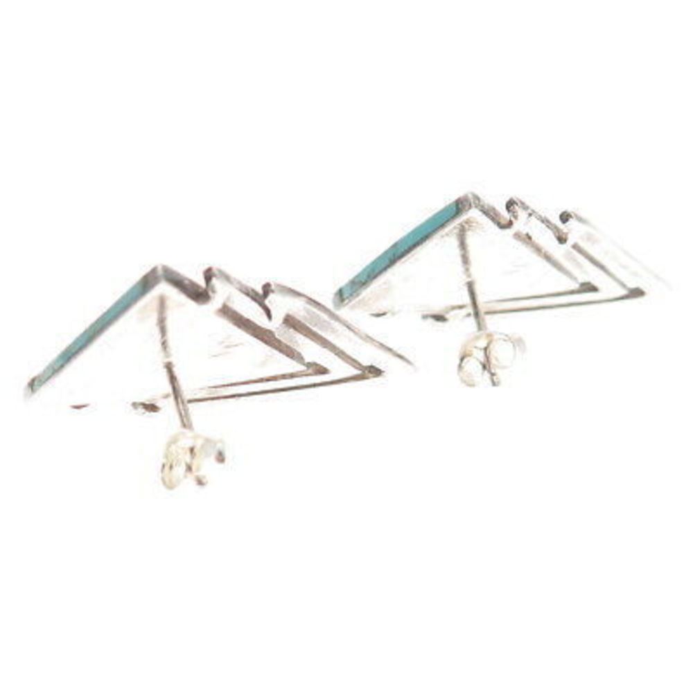ANGELINE MILLER NAVAJO Old Pawn 925 Sterling Silver Vintage Turquoise Earrings - Picture 5 of 7